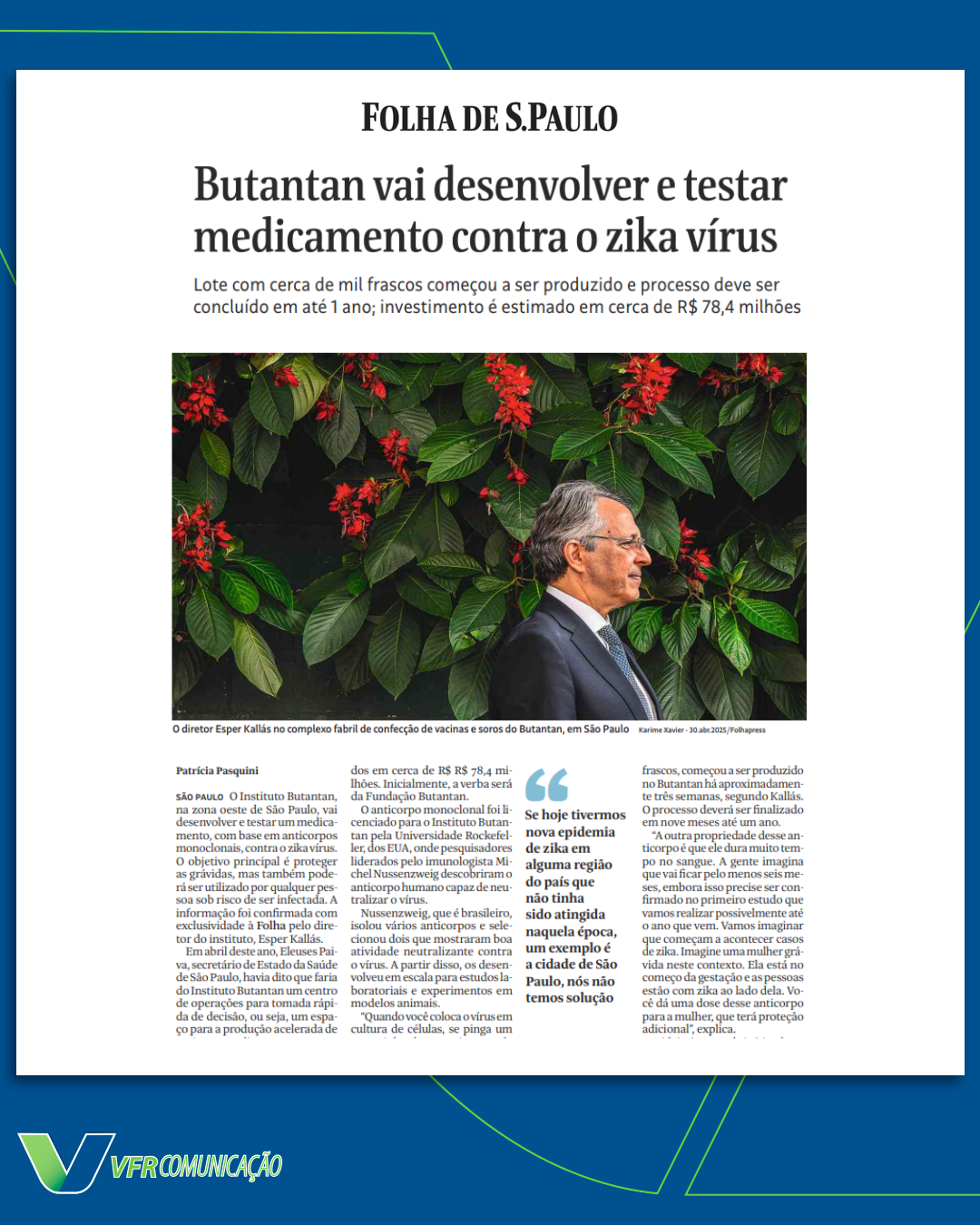 Instituto Butantan na Folha de São Paulo