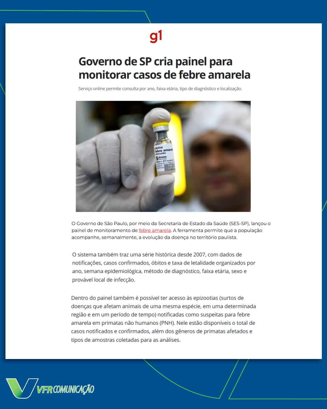 Secretaria de Estado da Saúde no G1