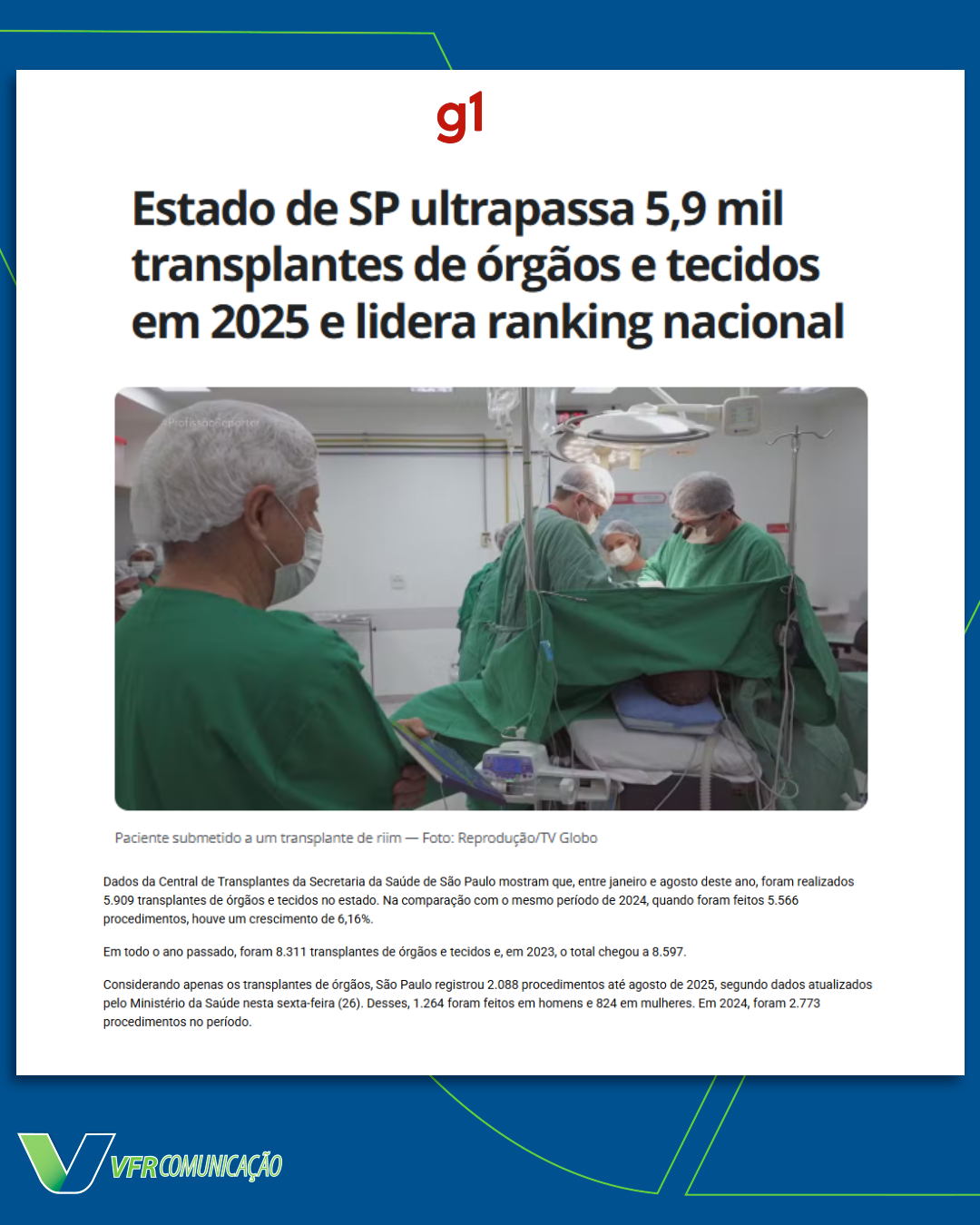 São Paulo ultrapassa 5,9 mil transplantes (G1)