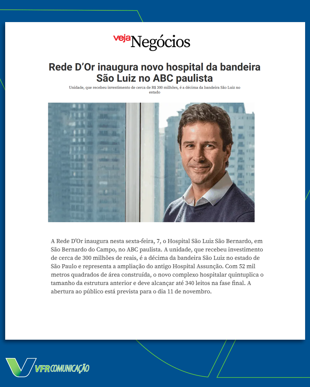 Novo hospital da Rede D´Or em São Bernardo (Veja Negócios)