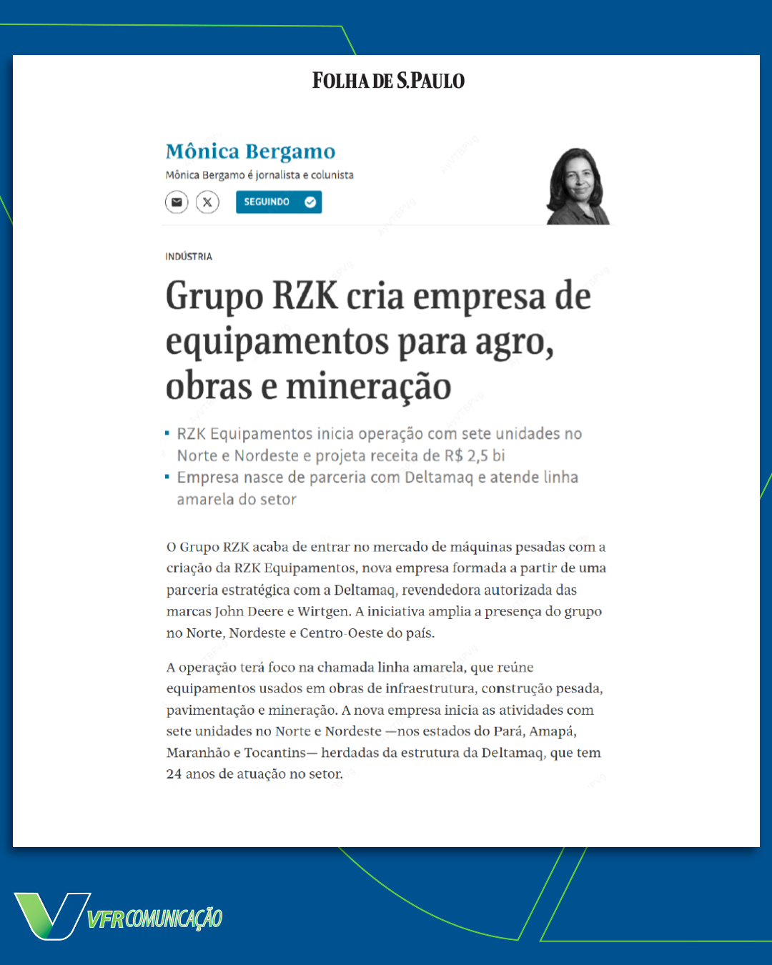 RZK equipamentos na Folha de São Paulo