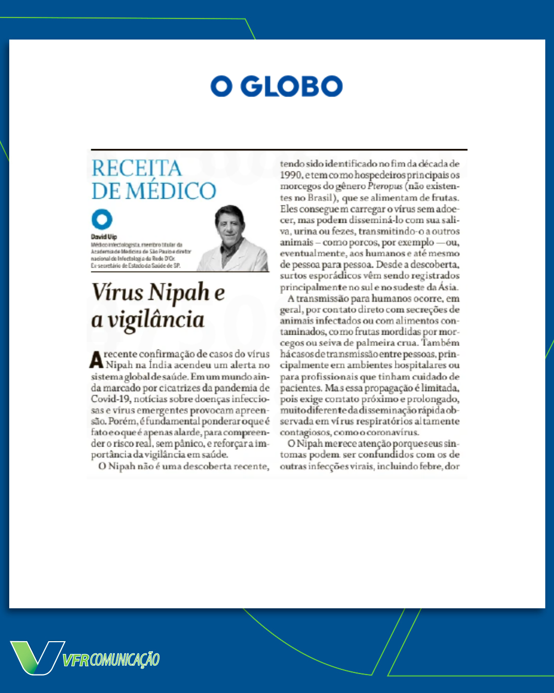 David Uip no O Globo