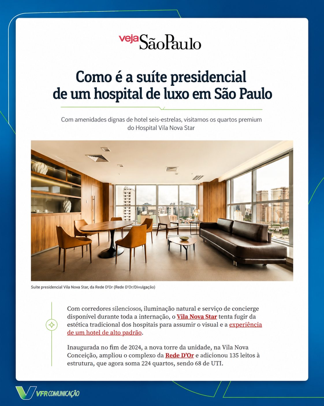 Hospital Vila Nova Star, da Rede D´Or, na Veja São Paulo